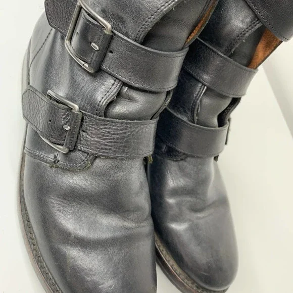Frye Natalie Triple Buckle Ankle Short Boots Black Booties Womens 8 - Picture 5 of 16